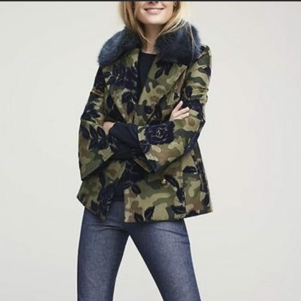 Banana Republic Camouflage Peacoat Jacket.